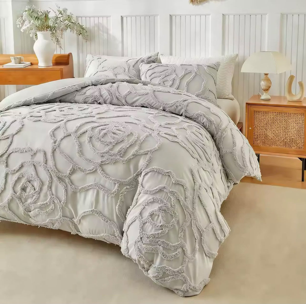 Edredom Floral 3D Tufted Rose - Aurora Bedding