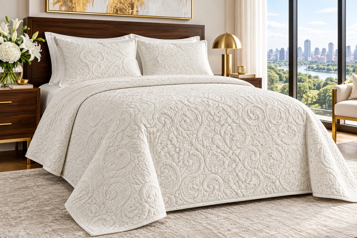 Bedspread Arabesco Branco - Nítido