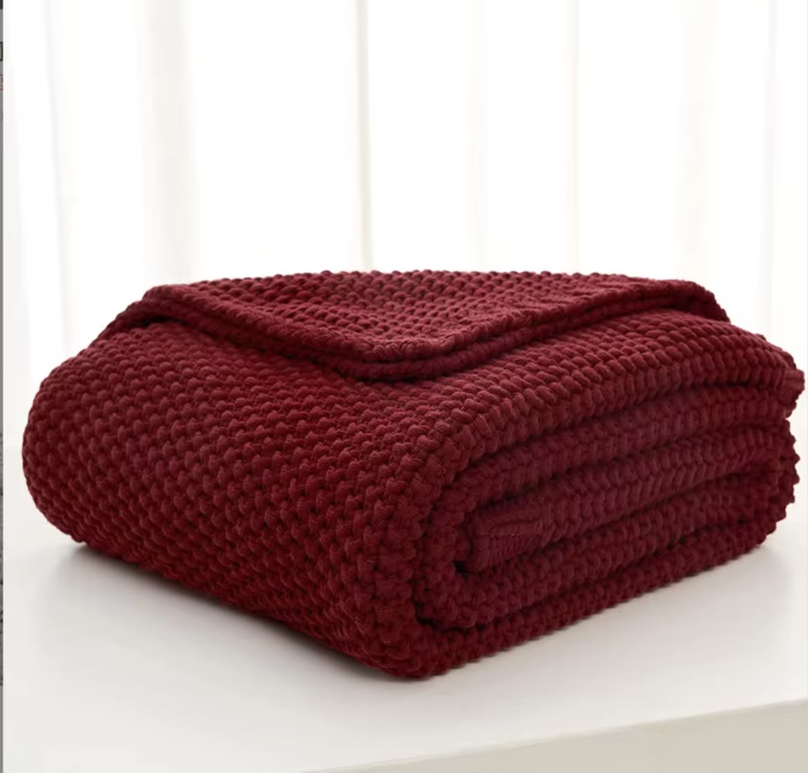 Chunky knit throw blanket additional colour variant folded