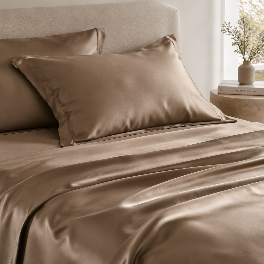 Latte Brown Silk Sheets