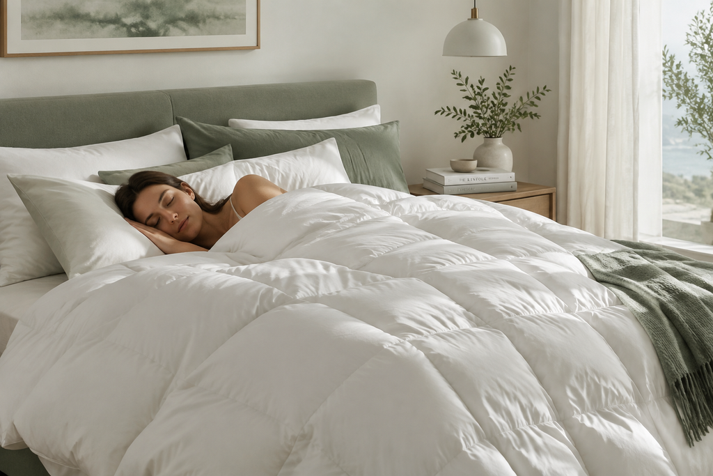 Person sleeping with Aurora Cloud Duvet